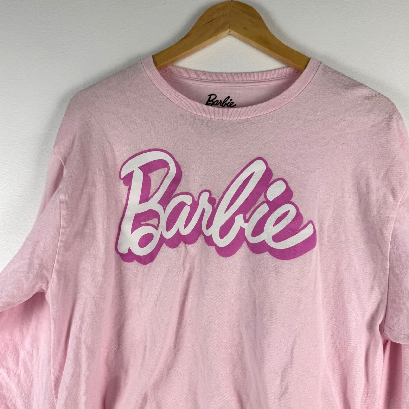 Forever 21 Forever 21 Barbie Pink Cropped Long Sleeve Graphic T-Shirt Cotton Retro L Size L / US 10 / IT 46 - 7 Thumbnail