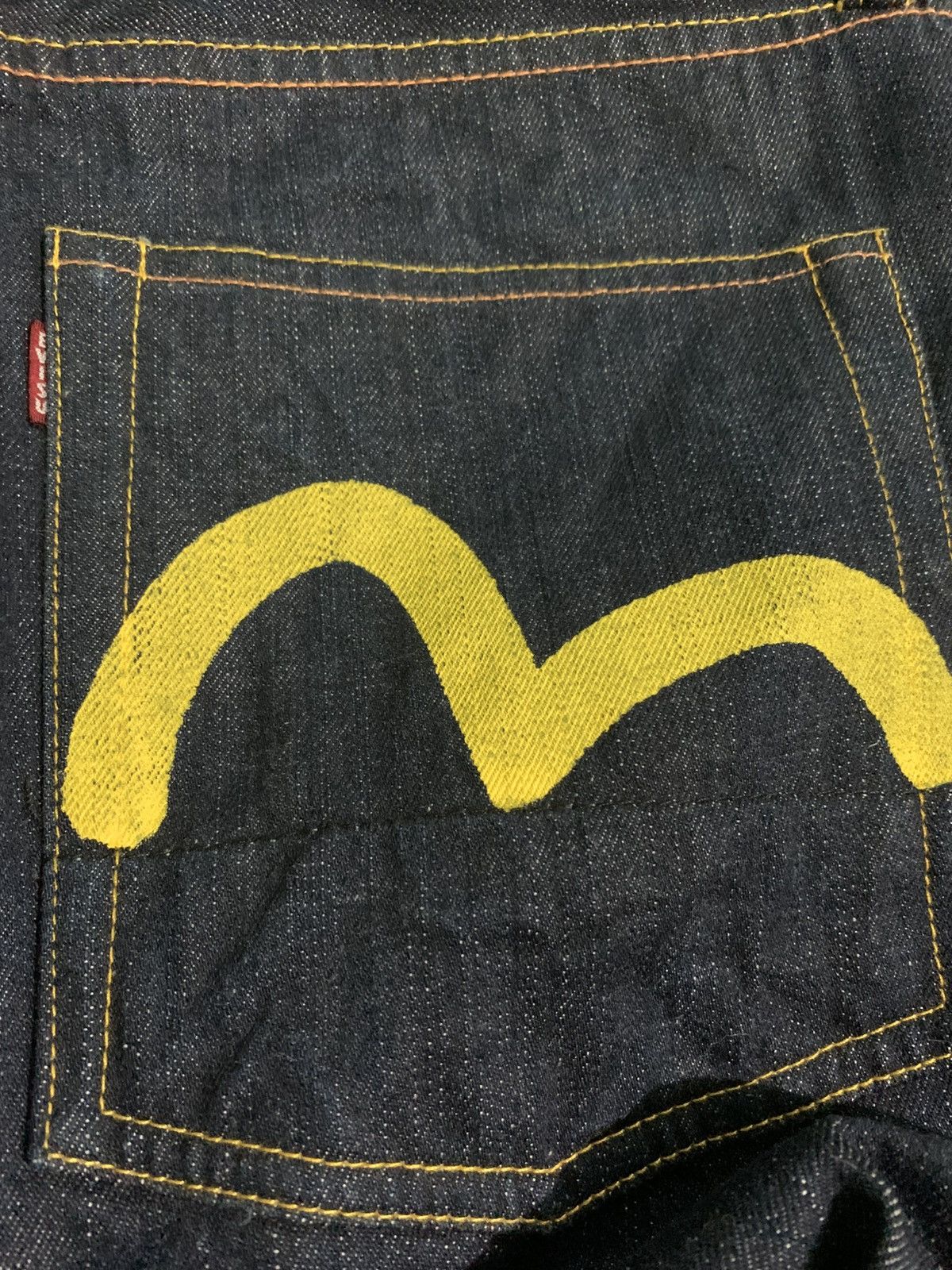 Evisu Evisu Lot 2001 Yellow Seagull Logo Jeans Size US 33 - 8 Thumbnail