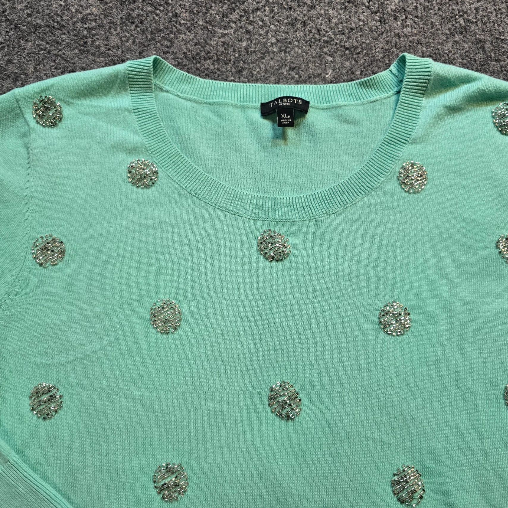 Talbots Talbots Sweater Top Women XL Petite Green Polka Dot Long Sleeve Casual Pullover Knit Small? Size XL / US 12-14 / IT 48-50 - 2 Thumbnail