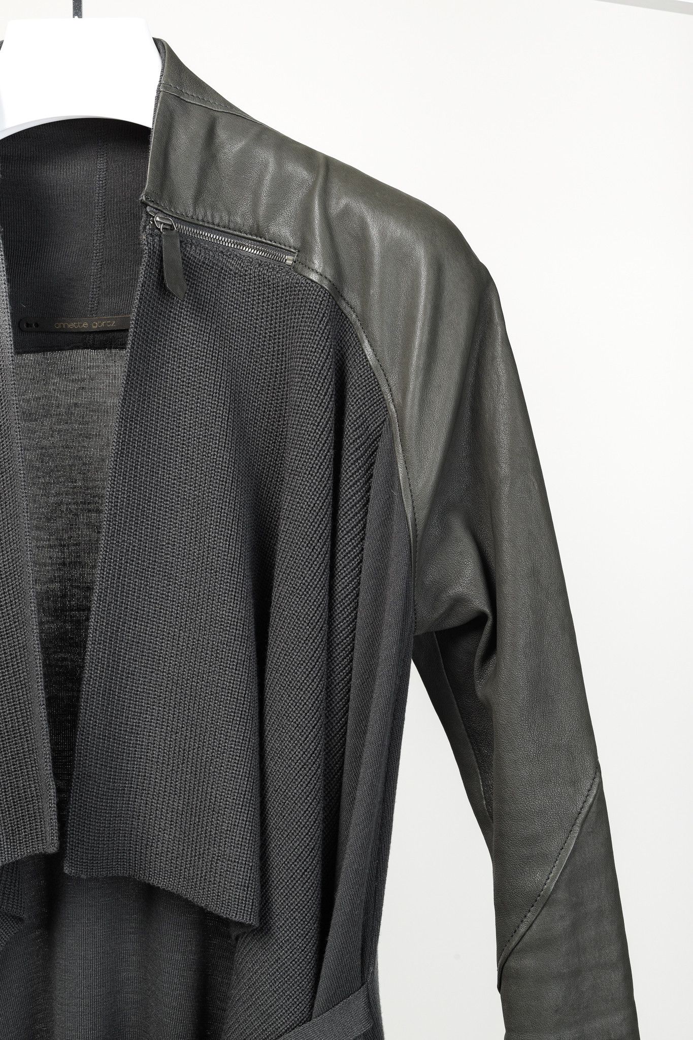 Annette Gortz Annette Gortz AW/14 Kubus Grey Leather-Trim Belted Cardigan Size S / US 4 / IT 40 - 5 Thumbnail