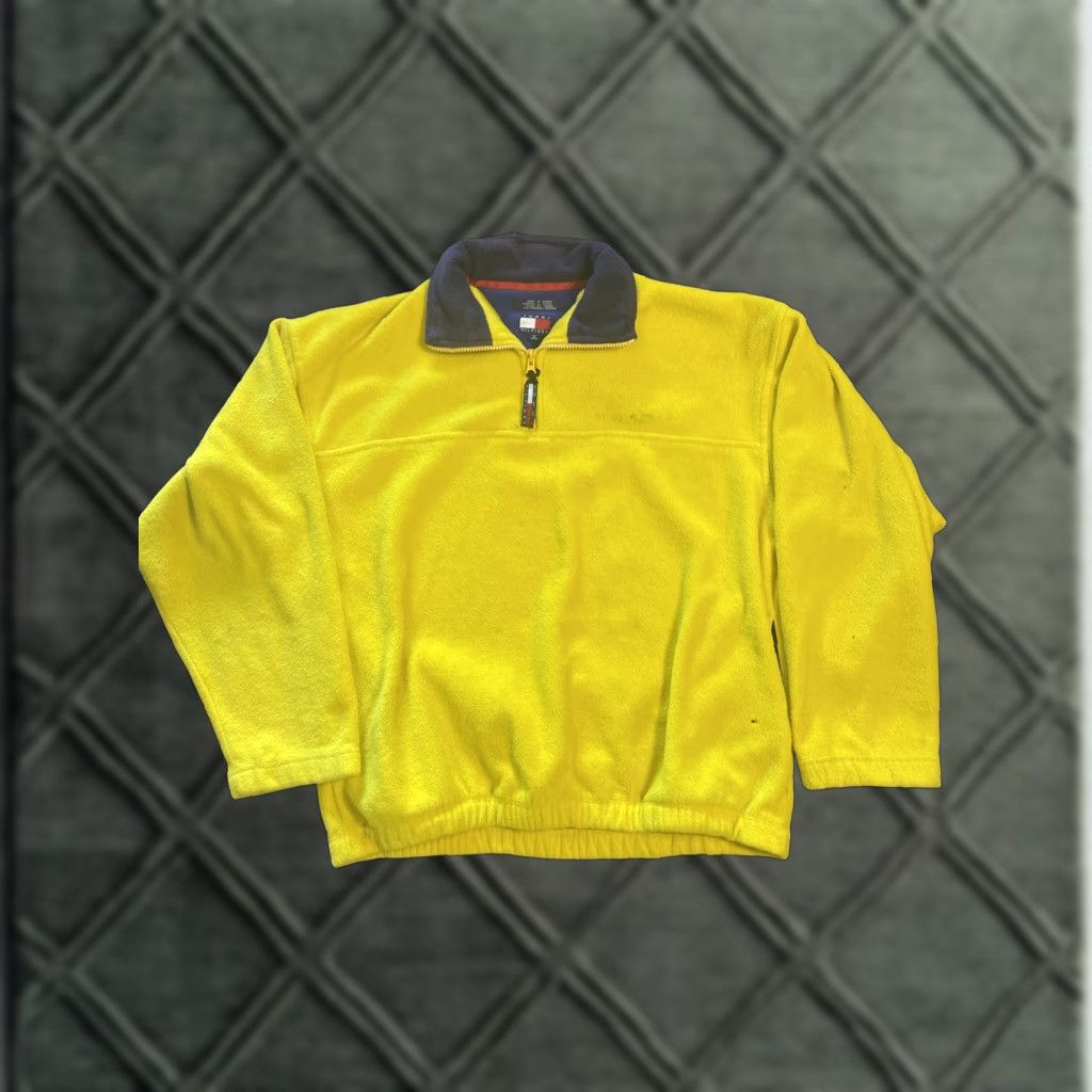 Tommy Hilfiger VINTAGE Tommy Hilfiger Yellow Quarterzip Fleece Sweatshirt M Adult Men Medium pullover fleece sweatshirt Size US M / EU 48-50 / 2 - 1 Thumbnail
