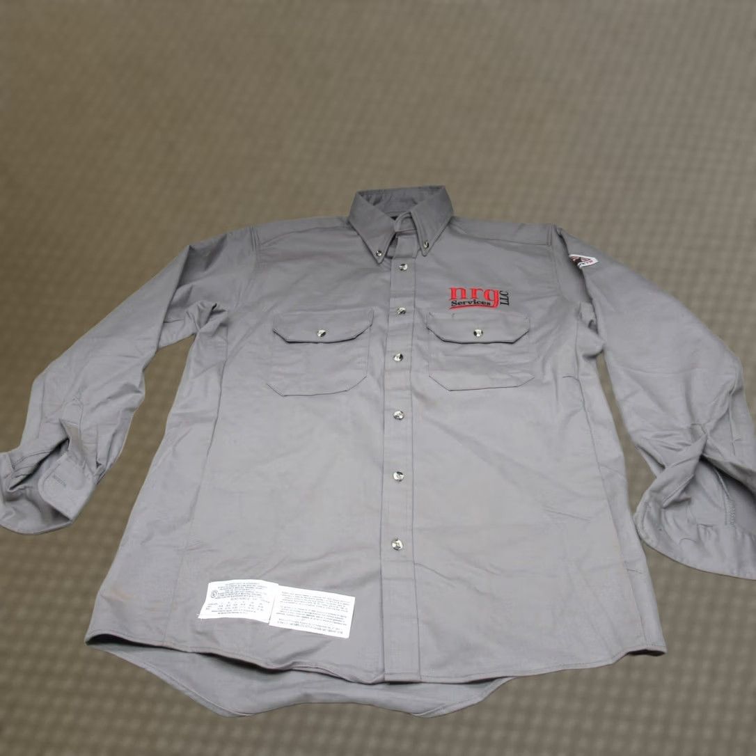 Logo 7 Bulwark FR Mens Medium Gray Work Shirts Rugged Flame Resistant Button Down LOGO Size US M / EU 48-50 / 2 - 1 Thumbnail