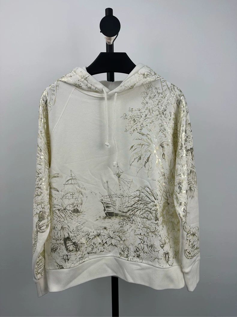 Dior Dior White Gold Print Hoodie Sweatshirt Size US S / EU 44-46 / 1 - 1 Thumbnail
