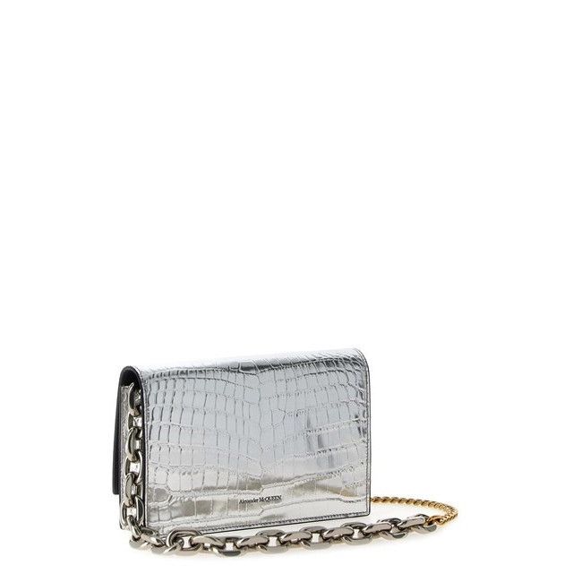 Alexander McQueen ALEXANDER MCQUEEN Skull Small Silver Leather Shoulder Bag Ne Size ONE SIZE - 2 Thumbnail