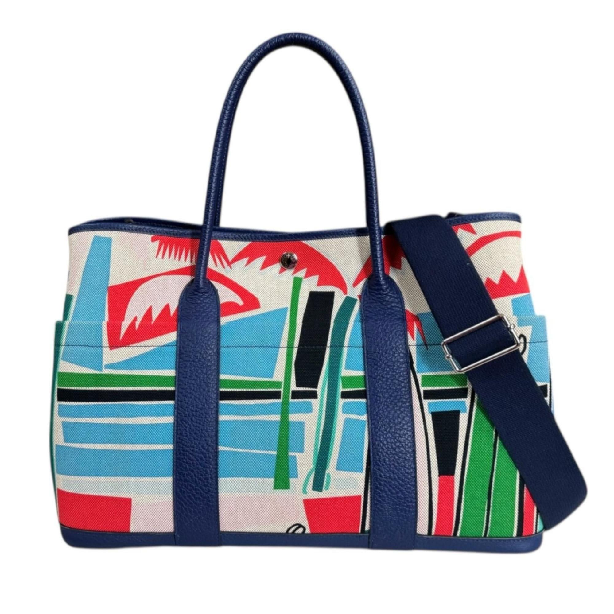Hermes Hermes Hermès Sea, Surf and Fun Garden Party Pocket PM Shoulder Bag, Toile H Blue, Women's, Pre-owned, 2-Way Size ONE SIZE - 1 Thumbnail