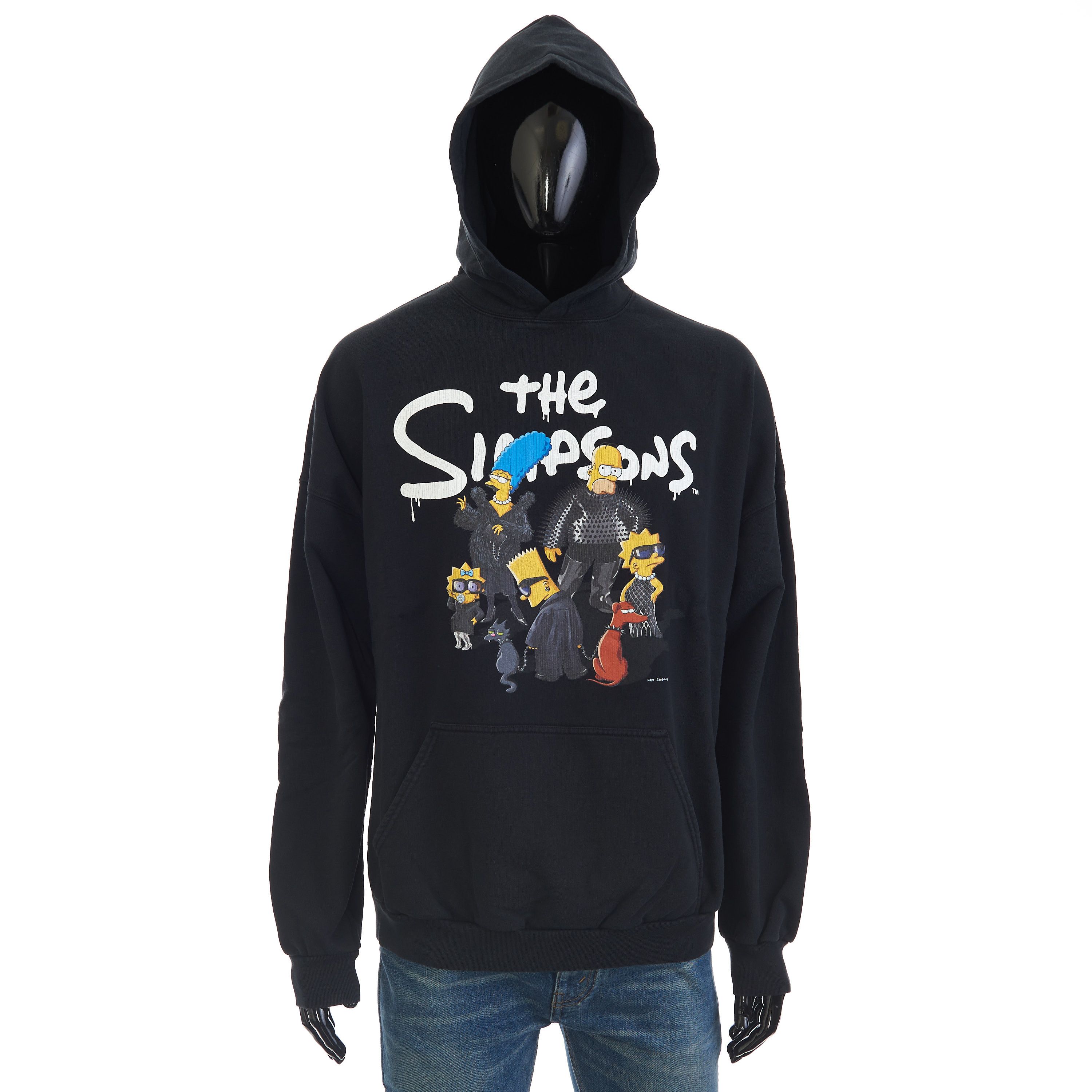 image of X The Simpsons Wide Fit Hoode In Black Cotton Fleece, Men's (Size Medium)