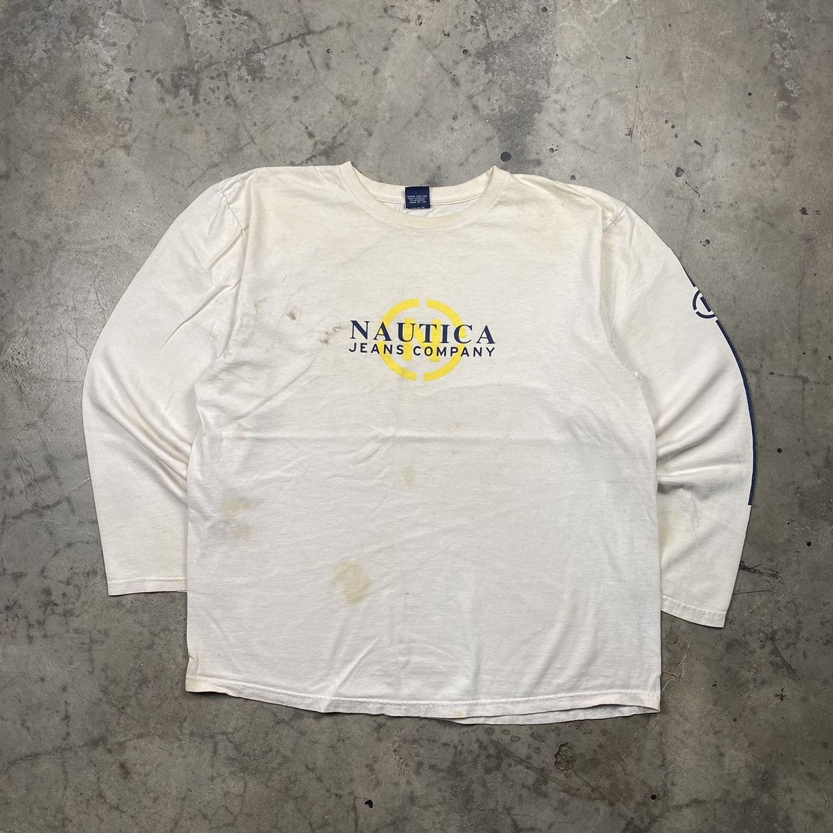 Nautica × Vintage y2k Distressed Nautica Jeans Company LS Tee Size US XL / EU 56 / 4 - 1 Thumbnail