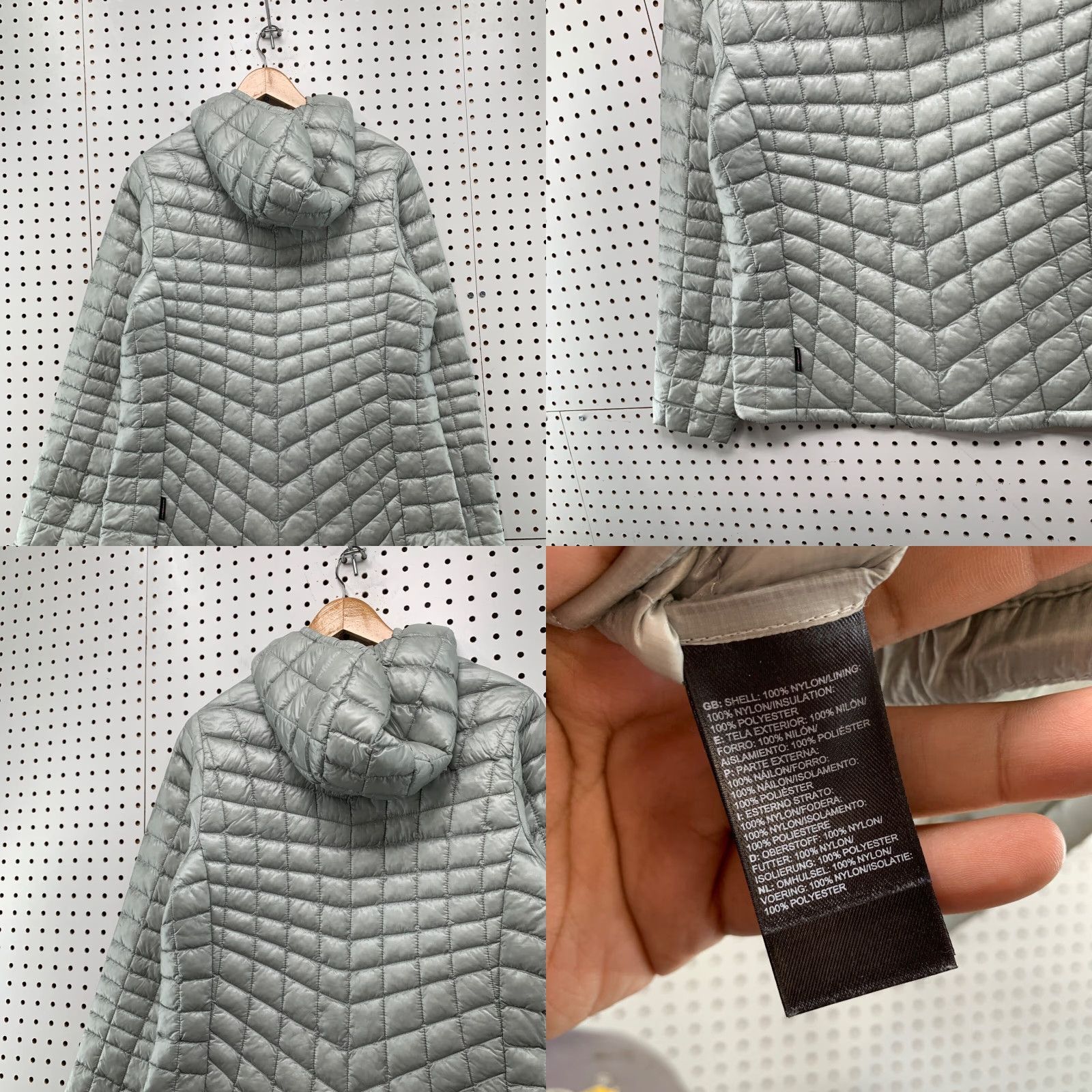 The North Face The North Face Thermaball Packable Jacket Womens Large Gray Hooded Hiking Size L / US 10 / IT 46 - 9 Thumbnail