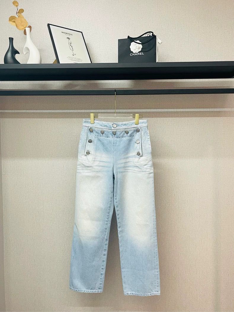 Chanel Chanel Blue Straight-Leg Denim Pants 24M- DMC Size US 38 / EU 54 - 1 Thumbnail