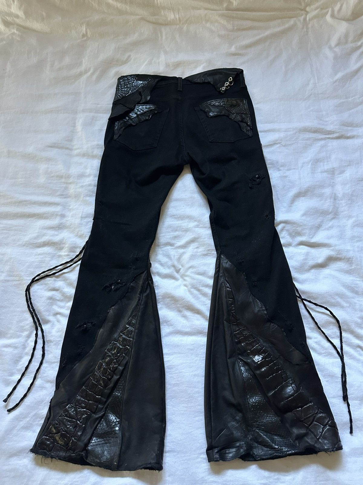 Japanese Brand Shohei Takamiya Full Lace up Crocodile Flares Size US 32 / EU 48 - 3 Thumbnail