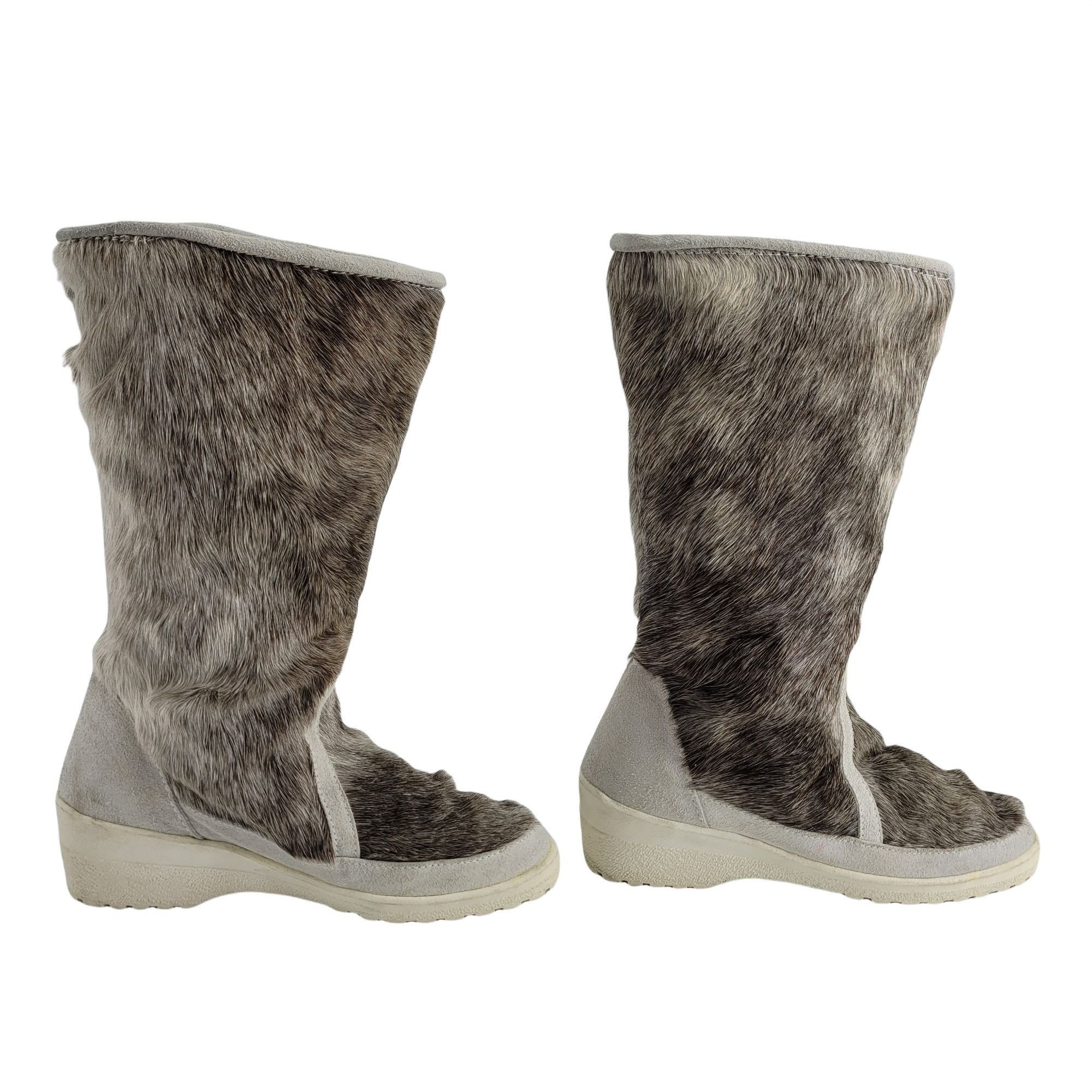 Vintage Vtg Italian Fur Winter Boots 7.5 Leather Sherpa Lined Rubber Size US 7.5 / IT 37.5 - 4 Thumbnail