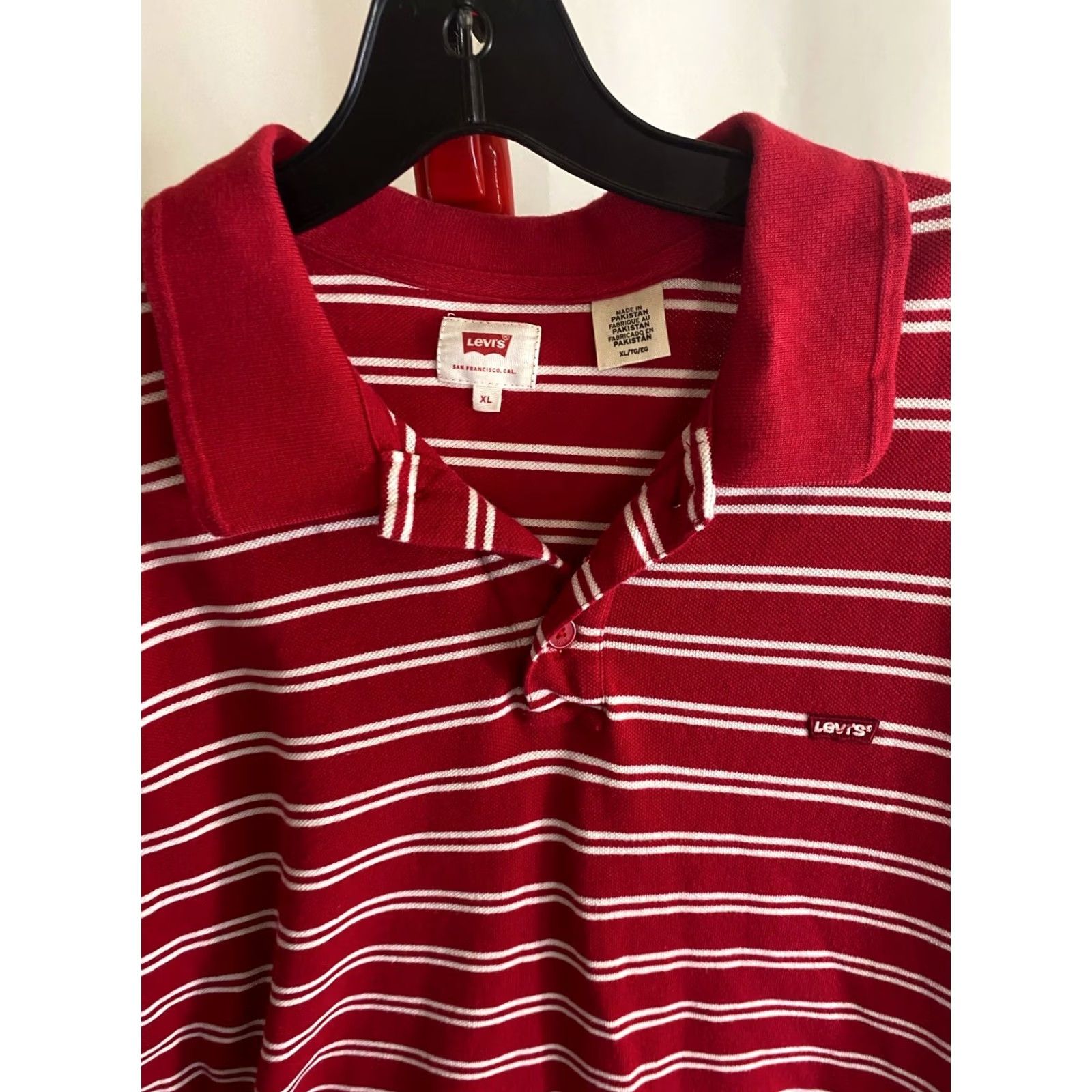 Vintage Levis Polo Shirt XL Men Red White Stripe Polo Shirt XL Mens Regular Size XL Red White Stripe Polo Shirt Levis Size US XL / EU 56 / 4 - 4 Thumbnail