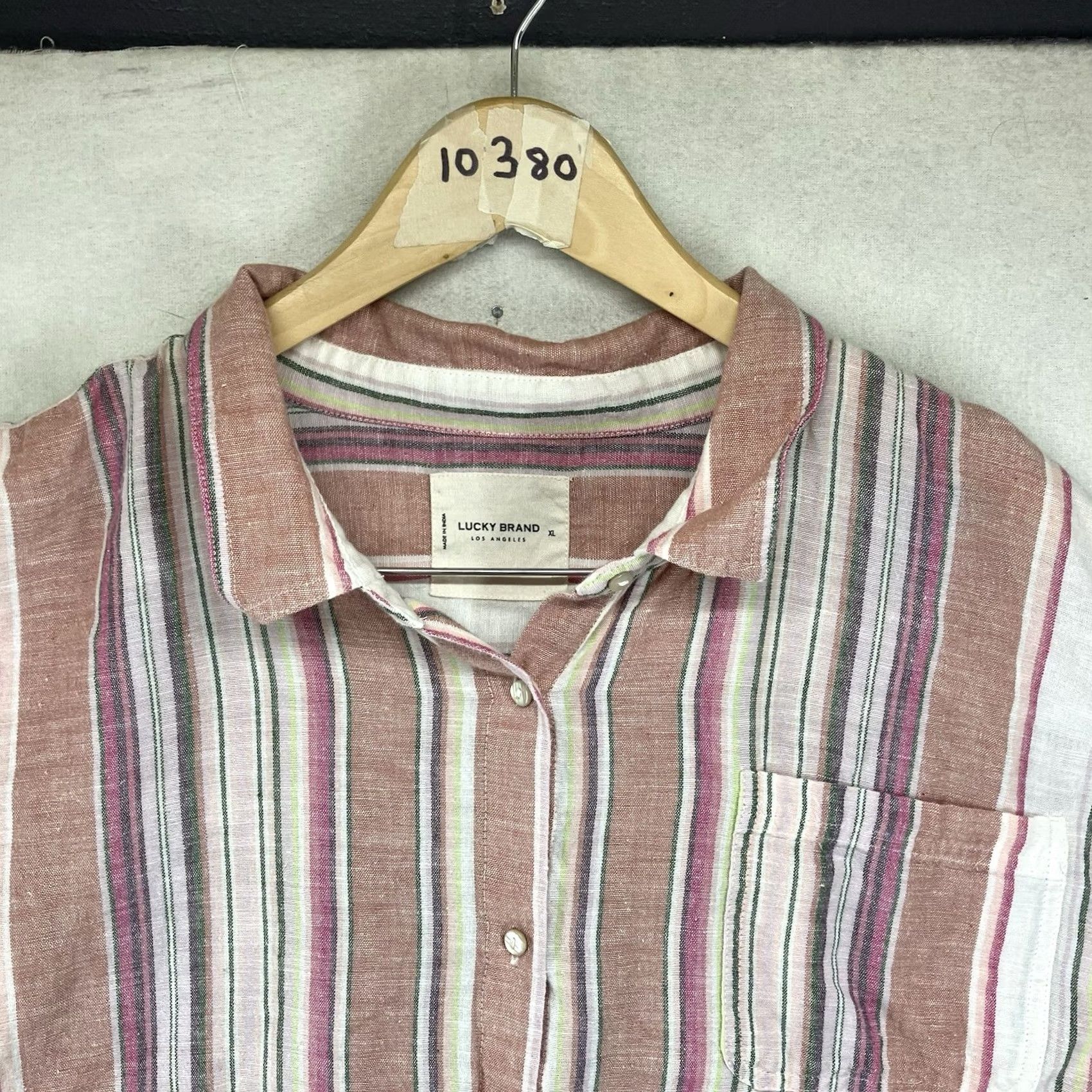 Lucky Brand Lucky Brand Shirt XL Women's Muted Neon Striped Cotton Linen Pearl Button Size XL / US 12-14 / IT 48-50 - 4 Thumbnail