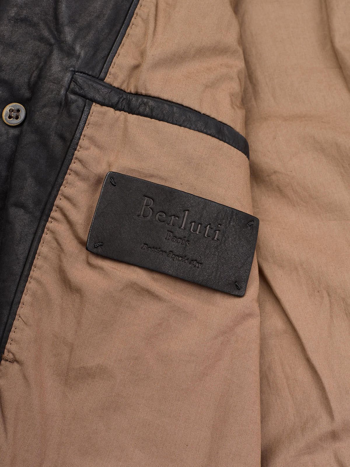 Berluti BERLUTI Paris Black Calfskin Double Breasted Leather Jacket Size US M / EU 48-50 / 2 - 8 Thumbnail