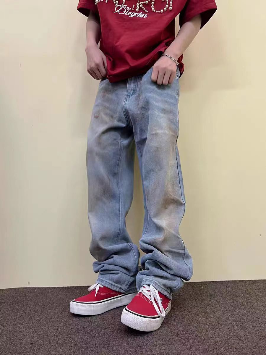 Japanese Brand × Jean Street straight wash tie-dye casual jeans Size US 34 / EU 50 - 2 Thumbnail