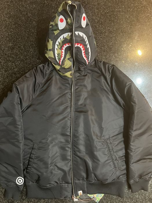 Bape 1st Camo Shark Hoodie Down Jacket Grailed