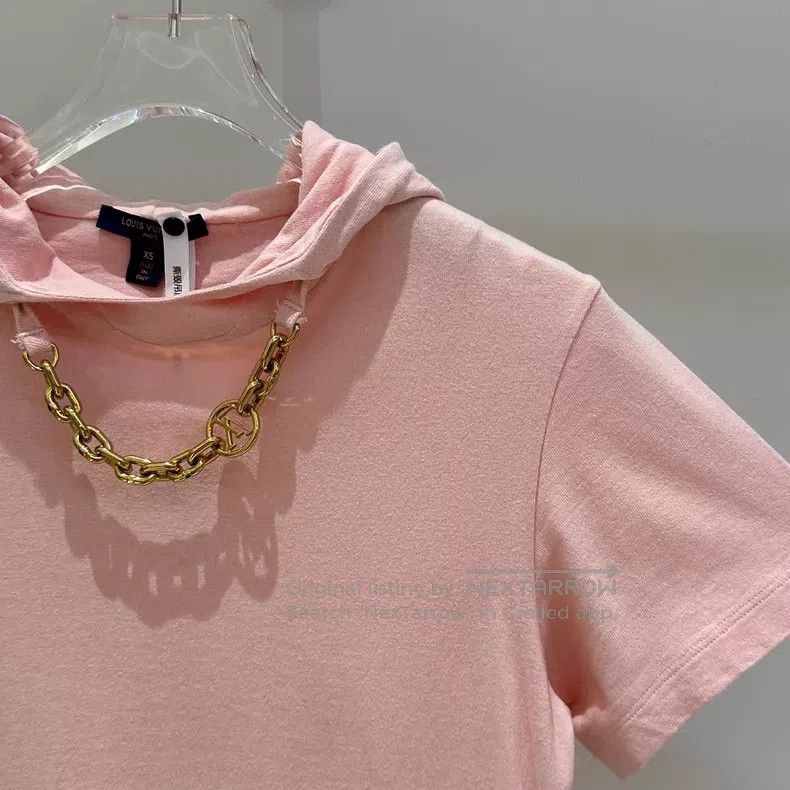 Louis Vuitton Louis Vuitton Pink logo-logo chain-embellished cotton hood Size XS / US 0-2 / IT 36-38 - 4 Thumbnail