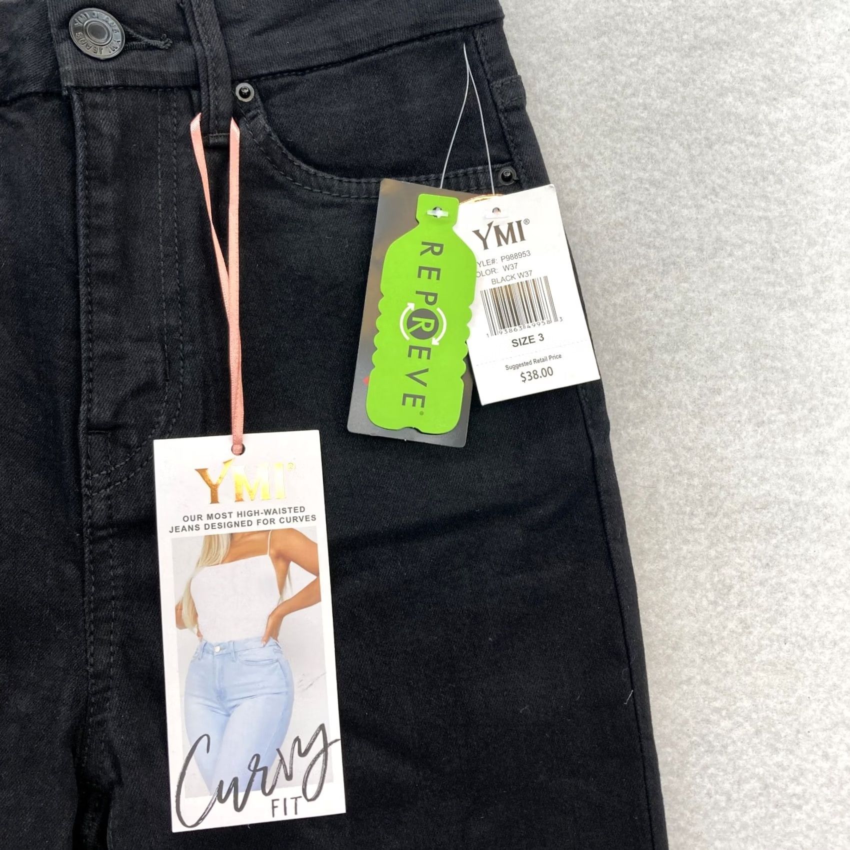 Vintage YMI Jeans Juniors Curvy Skinny Ultra High Waisted Black Stretch Denim Slim Rise 10" Inseam 29" 26 Waist 3/26 Womens Size 26" / US 2 / IT 38 - 3 Thumbnail