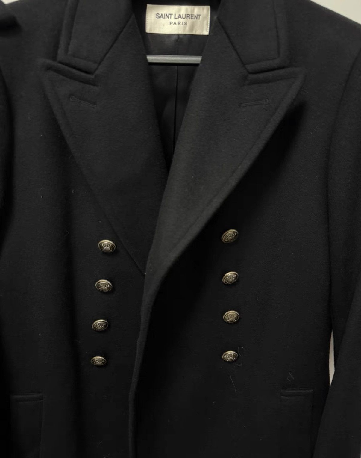 Saint Laurent Paris SLP) 17FW Double-Breasted Anchor Peak Lapel Navy Peacoat Size US M / EU 48-50 / 2 - 3 Thumbnail
