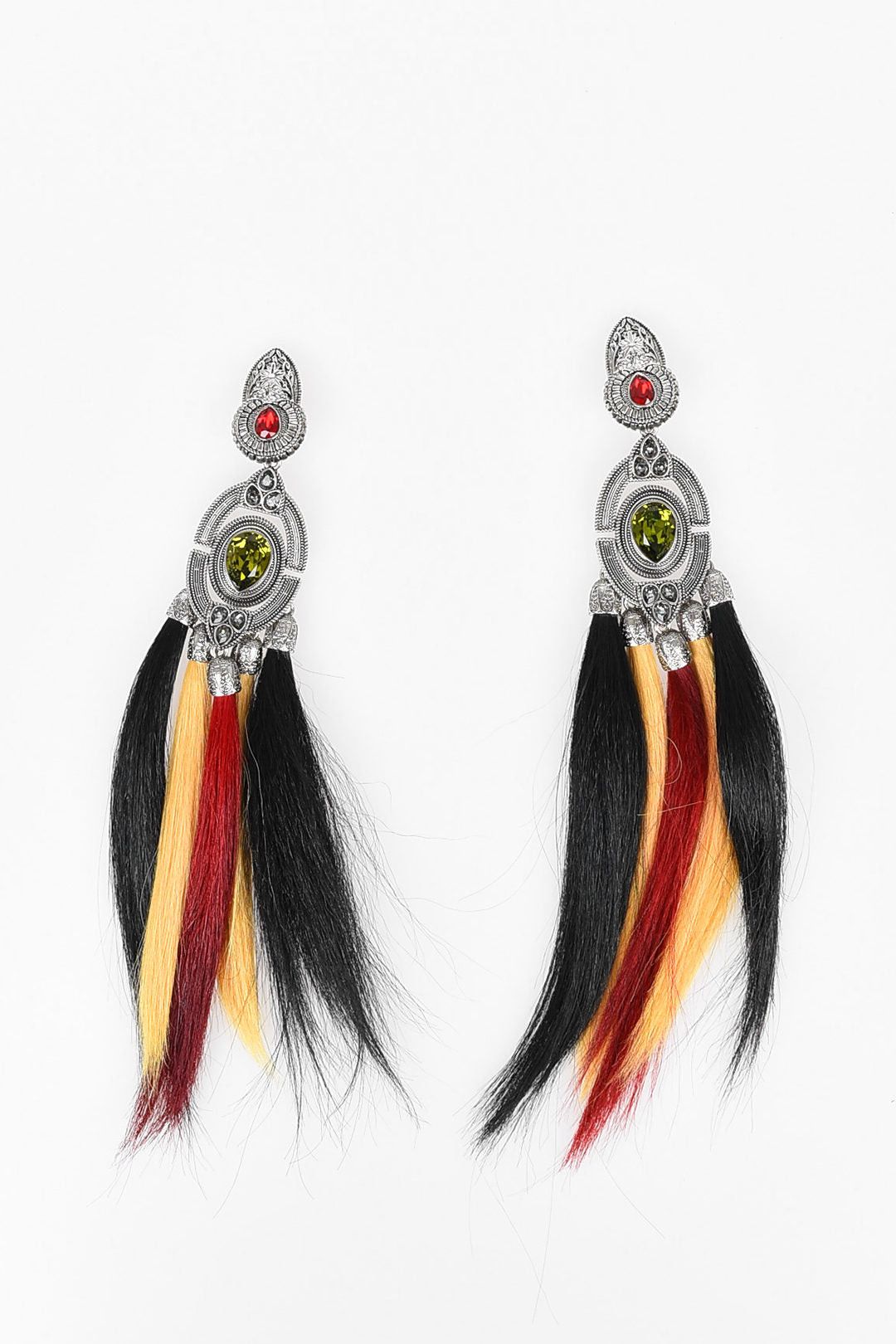 Dsquared2 Clip-On Earrings with Stones and Pony-Hair Details Size ONE SIZE - 1 Thumbnail