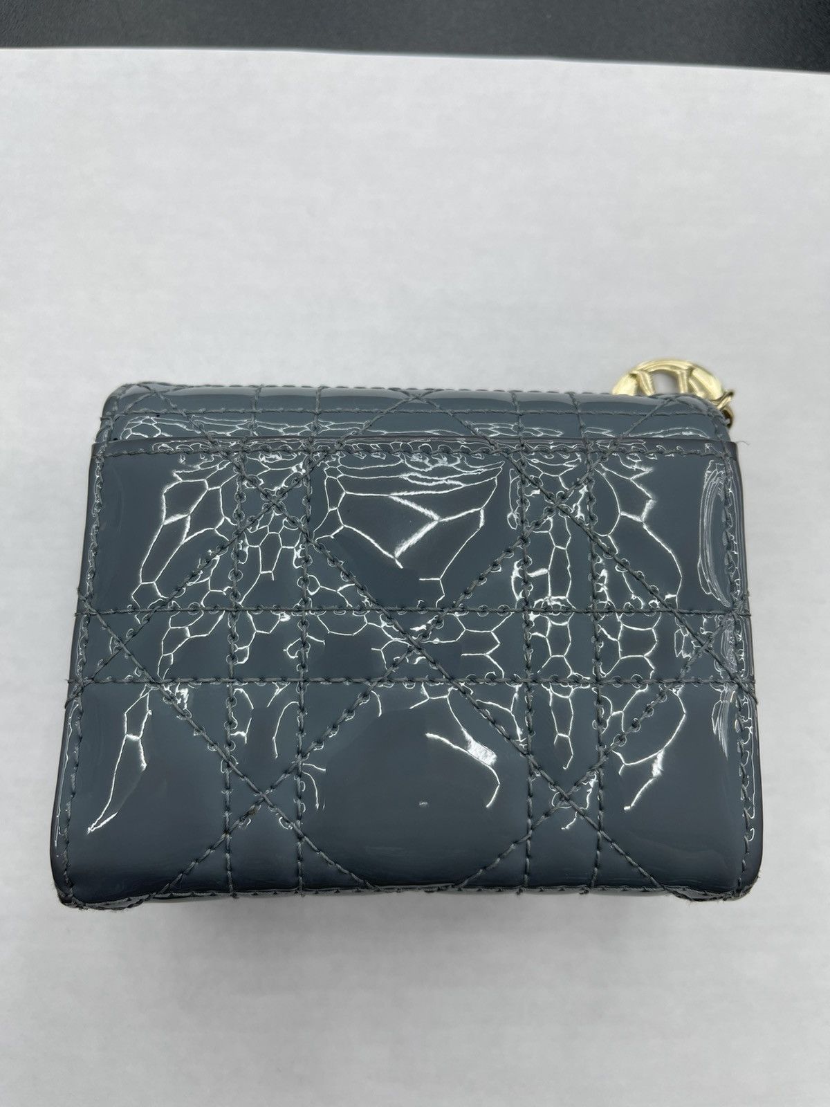 Dior Dior Patent Leather Lady Dior Tri-fold Wallet Blue Authentic Size ONE SIZE - 1 Thumbnail