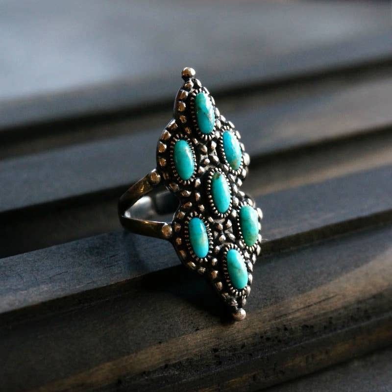 Other Native American Turquoise Elegance: Adjustable Antique Sterl Size ONE SIZE - 4 Thumbnail