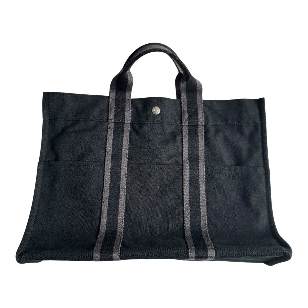 Hermes HERMES Fourre ToutMM Handbag Tote Bag black Cotton canvas Size ONE SIZE - 1 Thumbnail
