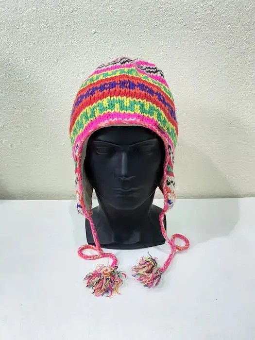 Japanese Brand Rare Multicolour Japanese Brand Earflap Knit Beanie Hat Size ONE SIZE - 3 Thumbnail