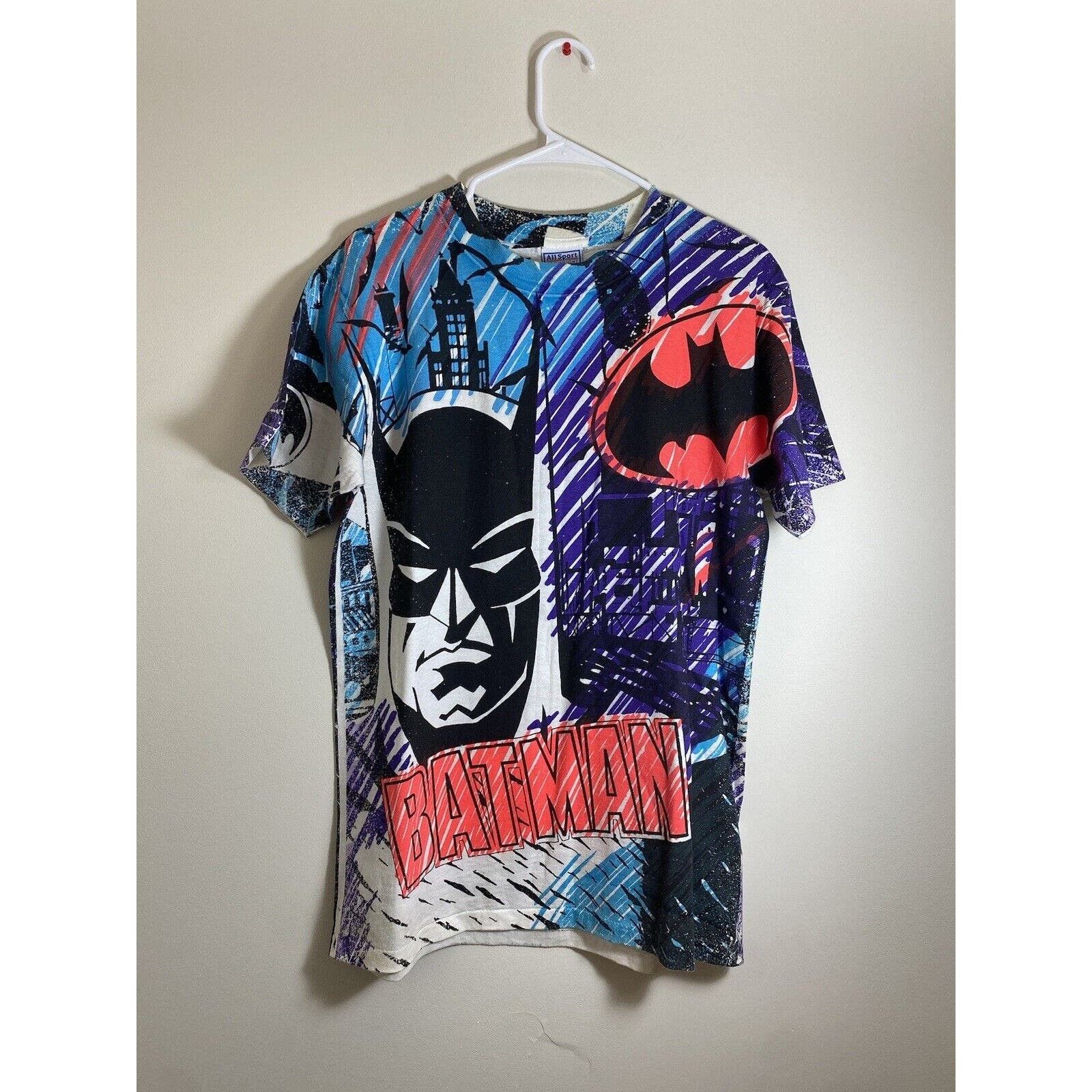 image of Dc Comics Vintage 90's Batman Aop T Shirt Short Sleeve M Single Stitch in White, Men's (Size Medium
