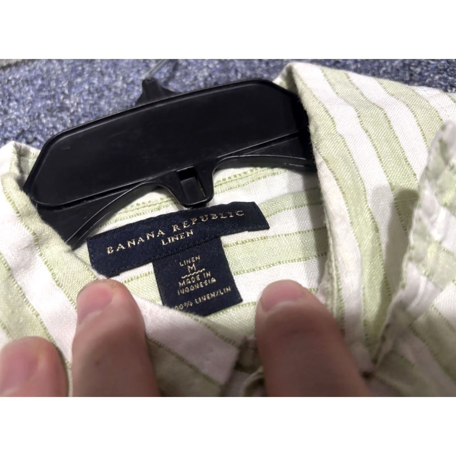Banana Republic Banana Republic Shirt Mens M Stripe Short Sleeve Camp Linen Beach Button-Up Collared Chest Pockets White Regular Size M Casual Beach Size US M / EU 48-50 / 2 - 2 Thumbnail