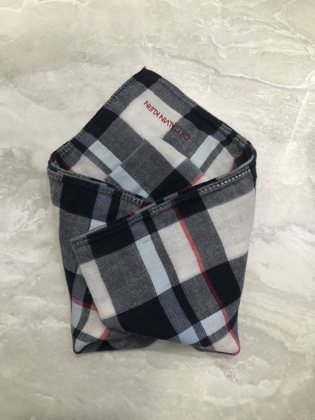 Calvin Klein Calvin Klein Plaid CK Embroidered Bandana Size ONE SIZE - 8 Thumbnail