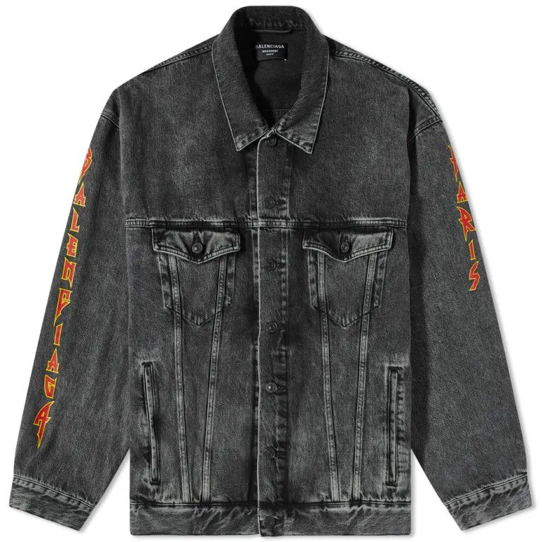Balenciaga o1in1g1124 Oversized Organic Denim Jacket in Washed Black Size US M / EU 48-50 / 2 - 1 Thumbnail