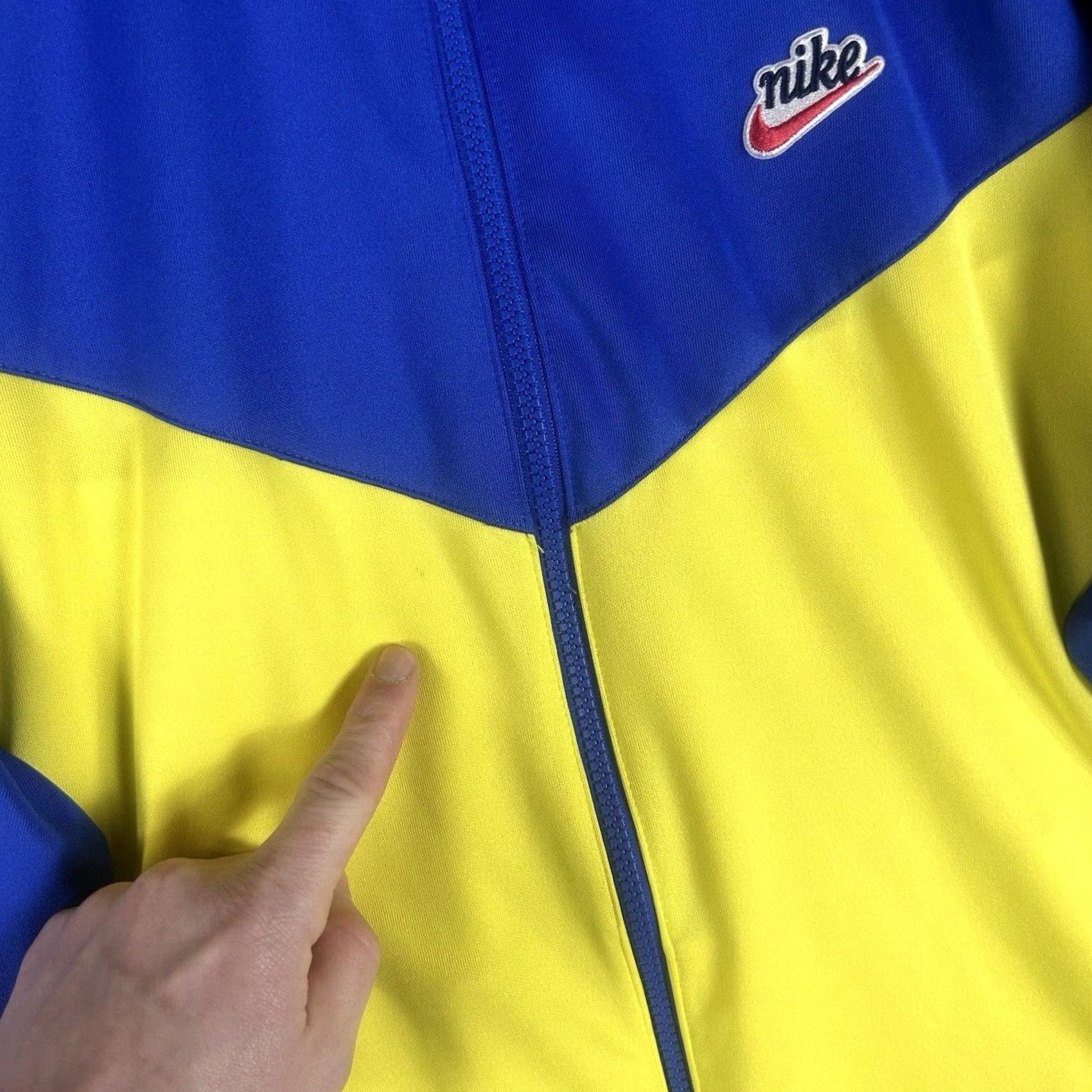 Nike Nike Windrunner Jacket Mens XL Yellow Blue Colorblock Full Zip Hood Pockets Logo Size US XL / EU 56 / 4 - 7 Thumbnail