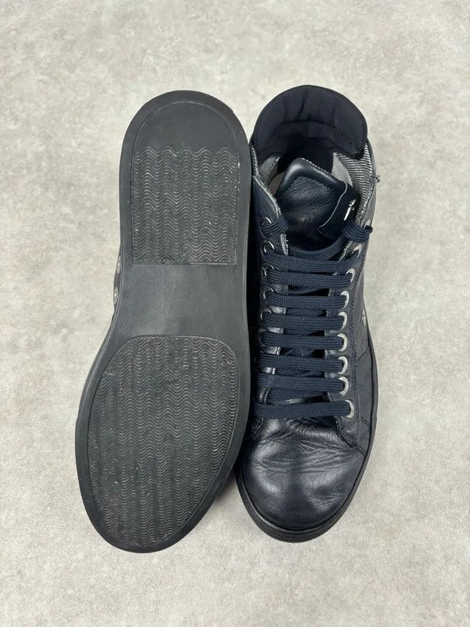 Vintage Cesare Paciotti Navy Eyelet Leather High Sneakers Size US 7 / EU 40 - 13 Thumbnail