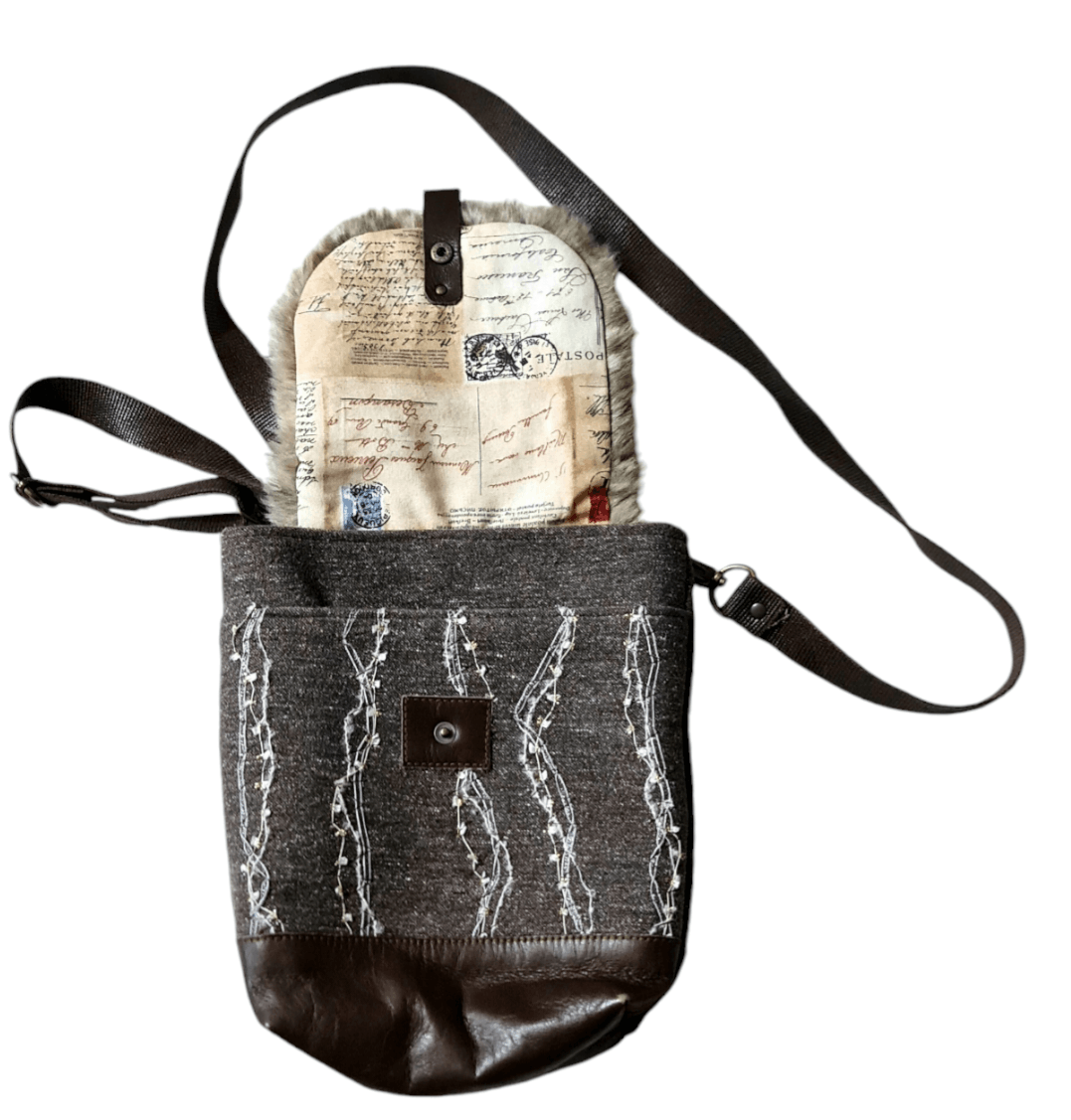 Leather Rare Fur Slim Bag Maps Size ONE SIZE - 1 Thumbnail