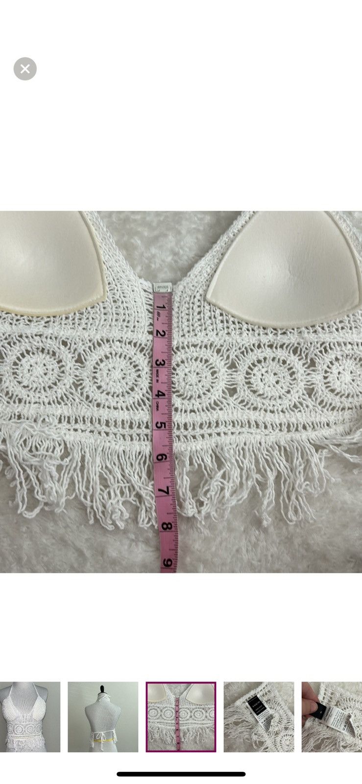 Shein Shein OS fringe trim halter cropped tank top Size ONE SIZE - 3 Thumbnail