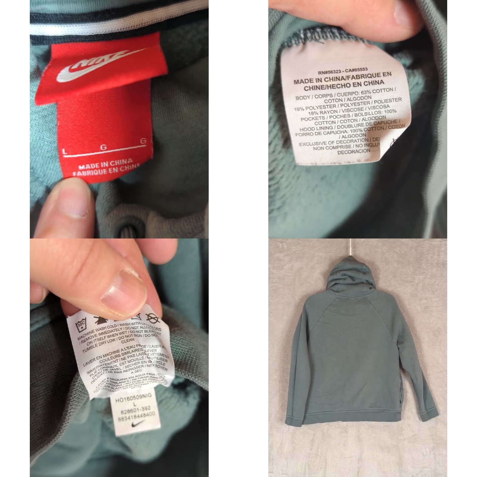 Nike Nike Sportswear Hoodie Womens Large Green Pullover Hooded Sweatshirt Funnel Neck Logo Size L / US 10 / IT 46 - 8 Thumbnail