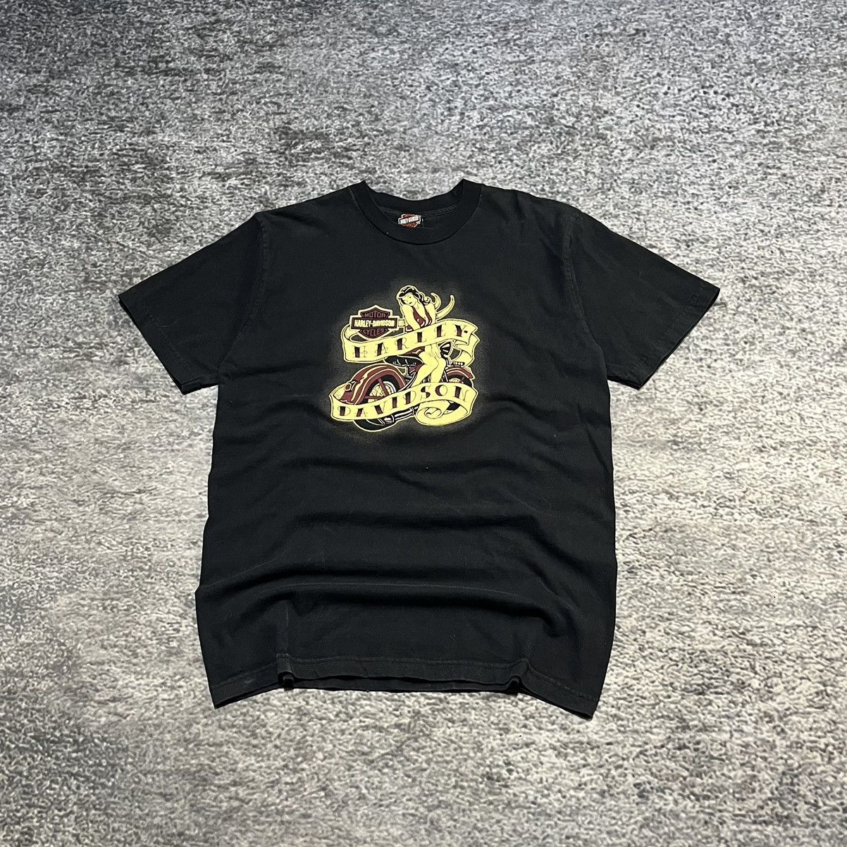 Harley Davidson VINTAGE HARLEY DAVIDSON BIKER GIRL GRUNGE BLACK T SHIRT Size US L / EU 52-54 / 3 - 1 Thumbnail