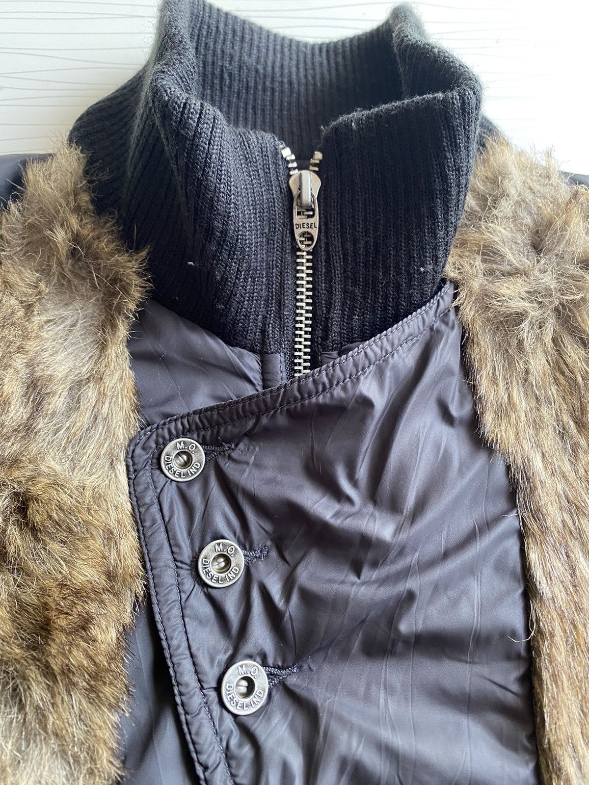 Diesel × Le Grande Bleu (L.G.B.) 2000s DIESEL FAUX FUR BOMBER Y2K JACKET Size US XXS / EU 40 - 10 Thumbnail