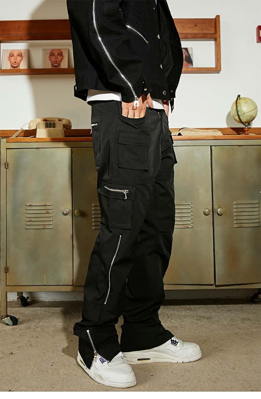 Designer × Japanese Brand × Vintage zipper utility tactical flared cargo pants Size US 36 / EU 52 - 6 Thumbnail