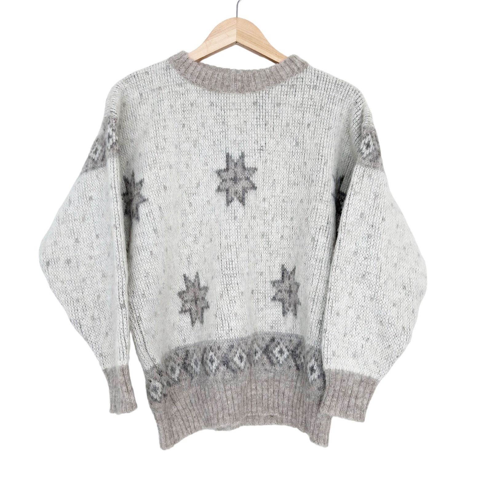 Vintage Vintage Alafoss Icewool Cream Tan Star Print Swater Sz M Size M / US 6-8 / IT 42-44 - 1 Thumbnail