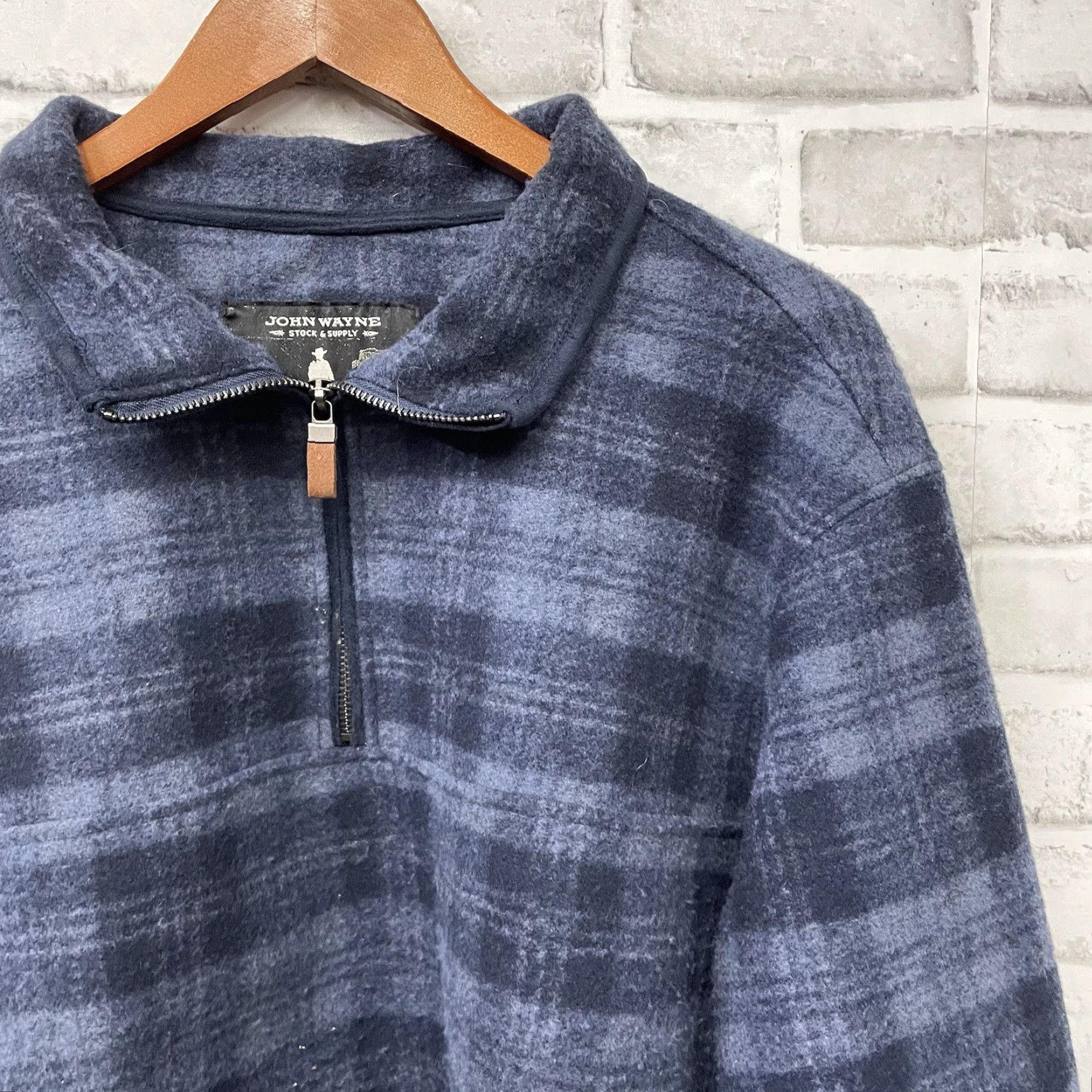 Vintage John Wayne Stock & Supply Blue Plaid Jacket Mens XL Half-Zip Windbreaker Size US XL / EU 56 / 4 - 2 Thumbnail