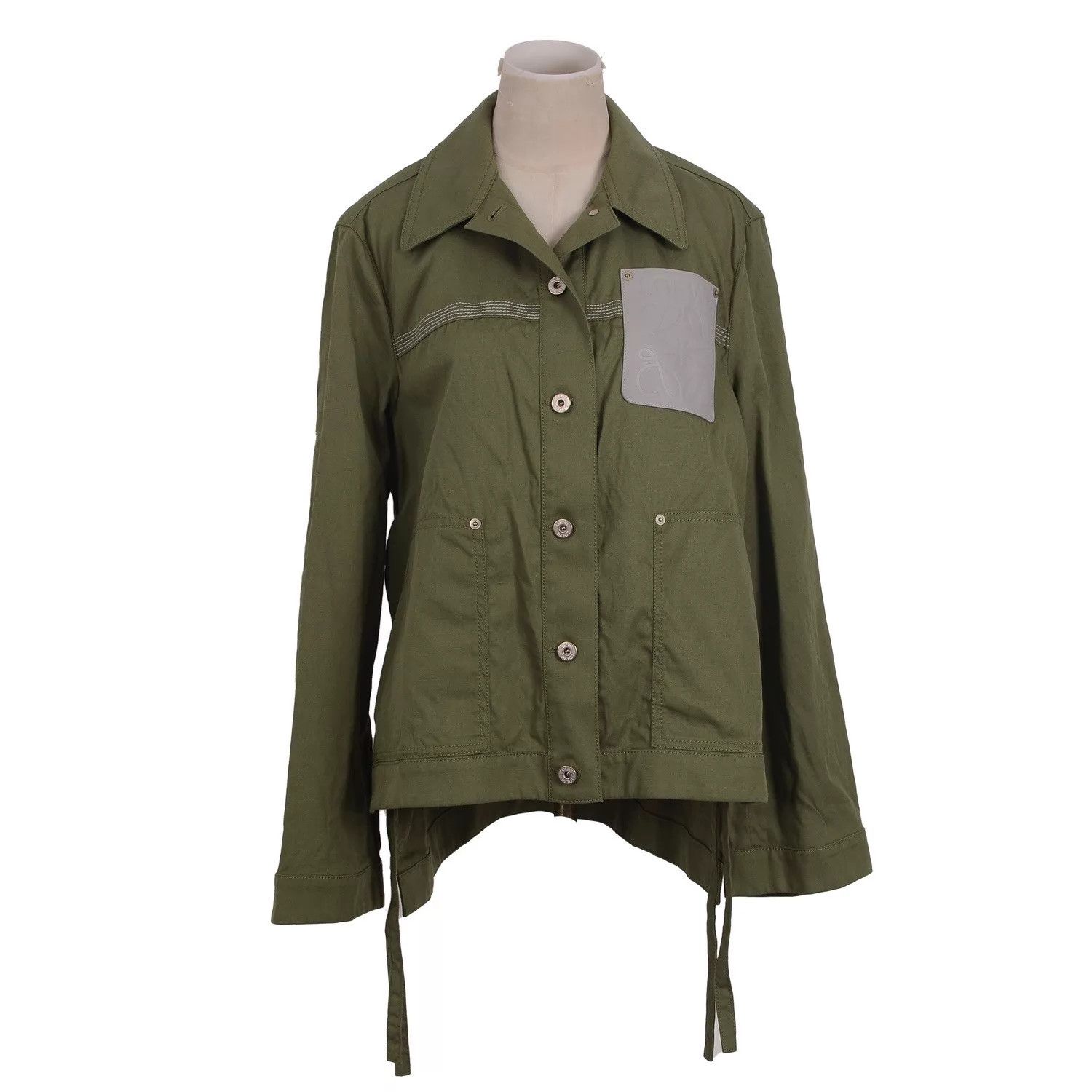 Loewe Loewe Green Embossed Logo Leather Tag Cotton Notch Collar Size XS / US 0-2 / IT 36-38 - 1 Thumbnail