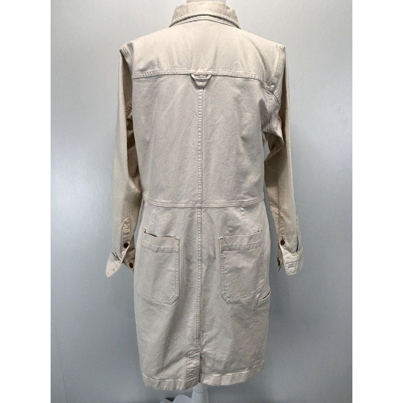 Duluth Trading Company Duluth Trading Co Shirt Dress Ivory Denim Long Sleeve Large Pockets Casual Womens Size 36" / US 14 / IT 50 - 3 Thumbnail