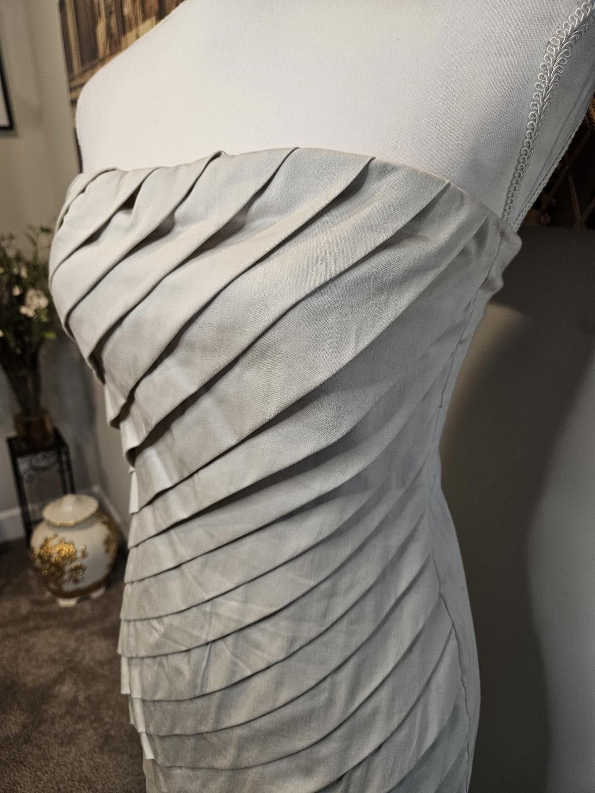 Designer Nwt Rhapsody Full Zip Elegant Strapless Pleated Dress #407 Size S / US 4 / IT 40 - 2 Thumbnail