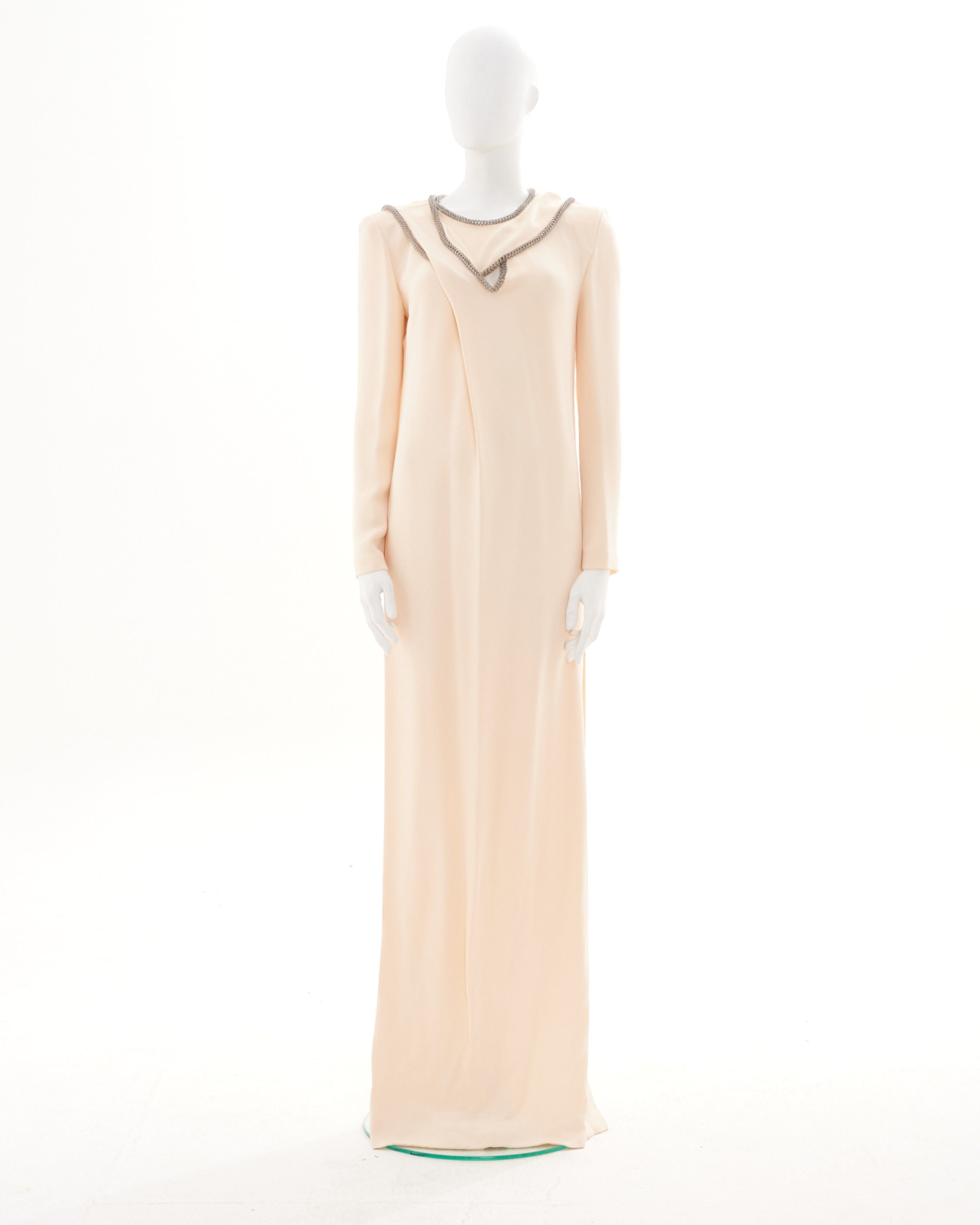 Yves Saint Laurent by Stefano Pilati F/W 2012 Cream embellished long dress Size M / US 6-8 / IT 42-44 - 1 Thumbnail