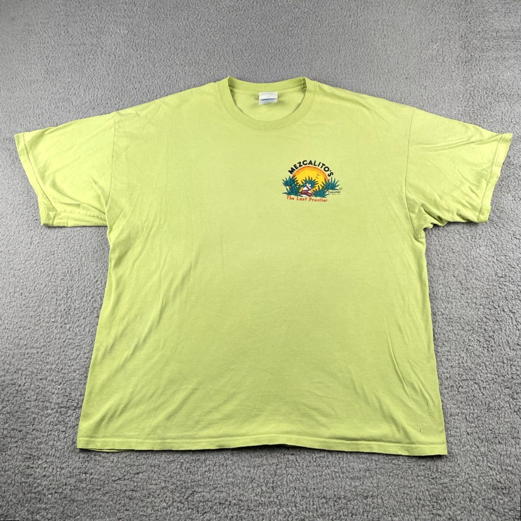 Vintage Vtg M&O Knits XXL Mezcalito’s The Last Frontier Cozumel Mexico Shirt Lime Green Men T-Shirt Crew Neck Cotton Knit Short Sleeve Size US XXL / EU 58 / 5 - 3 Thumbnail