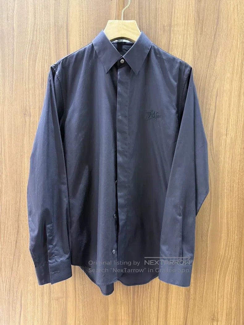 Dior Dior Size38 Pure cotton embroidered logo long-sleeved shirt Size US XXS / EU 40 - 1 Thumbnail