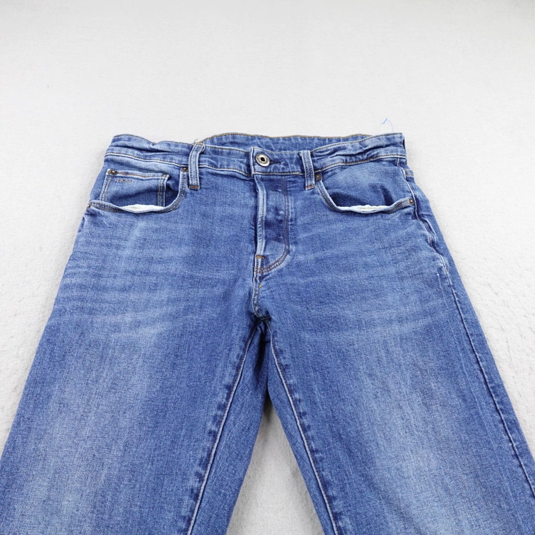 Vintage G-Star RAW Jeans 30x30 Blue Denim 3301 Straight Button Fly 5-Pocket Mens Slim/Faded Flex Size US 30 / EU 46 - 2 Thumbnail
