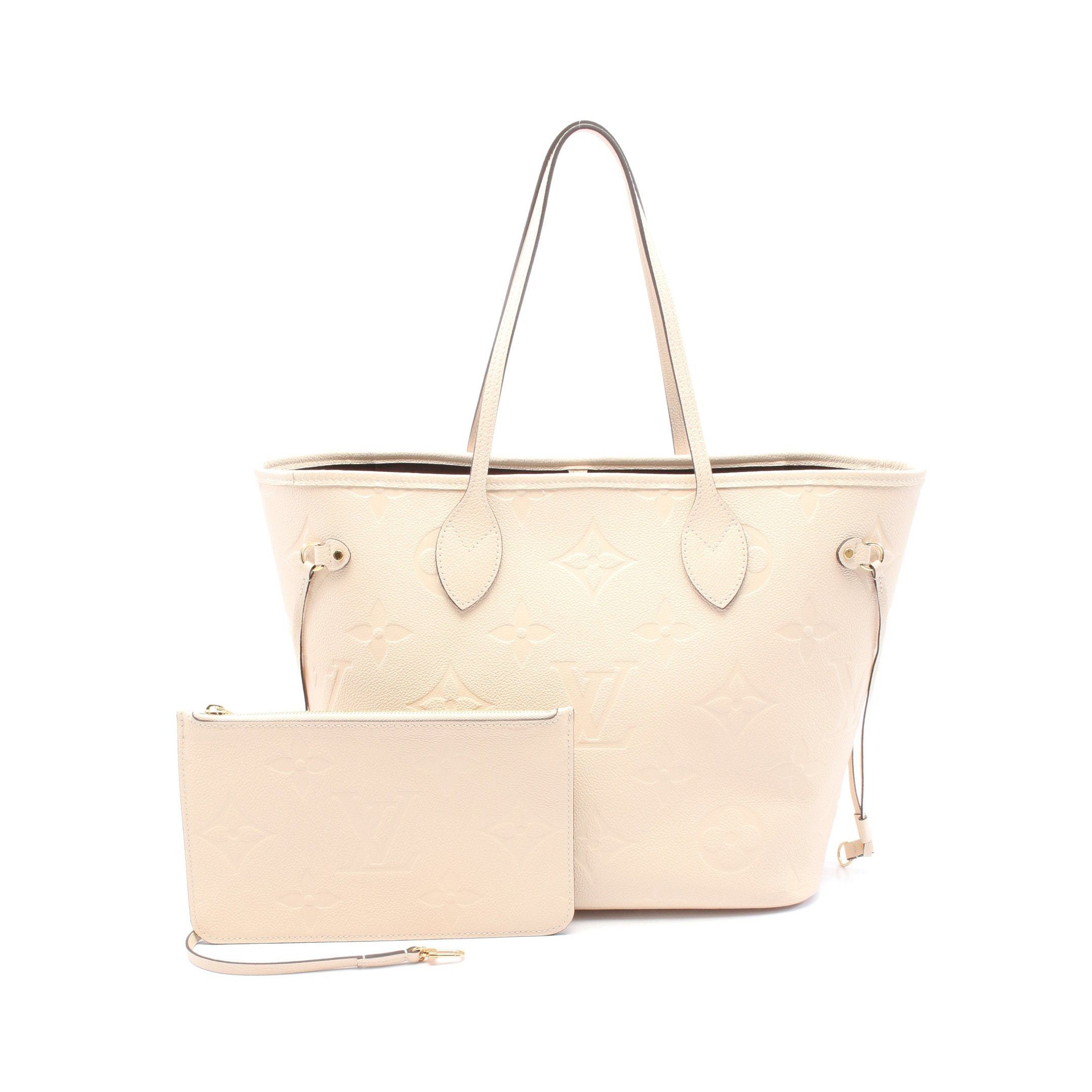 Louis Vuitton Neverfull Mm Monogram Empreinte Claim Shoulder Bag Tote Leather Ivory in Neutrals, Women's